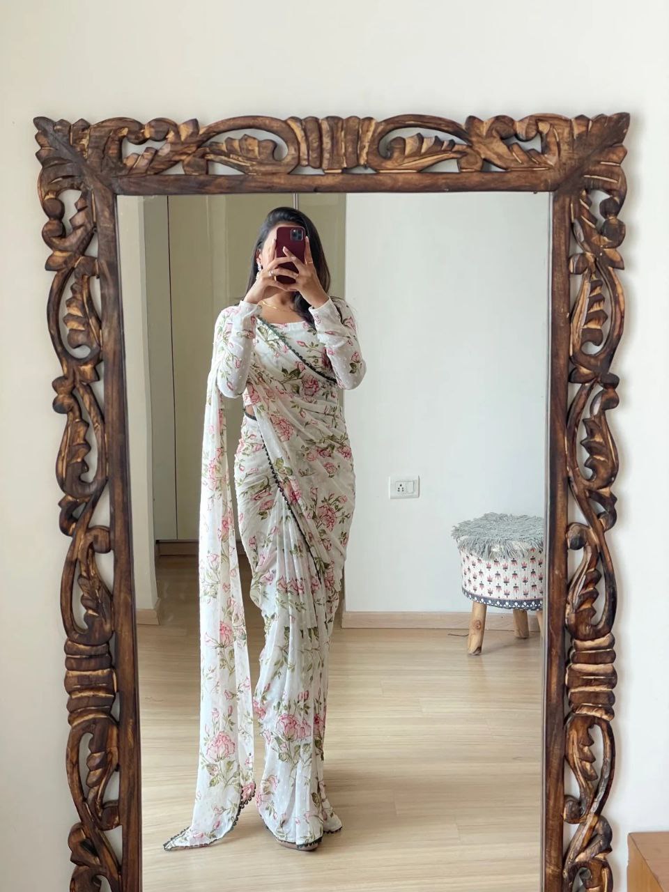 1 Min Ready-To-Wear Beautiful digital print floral design saree